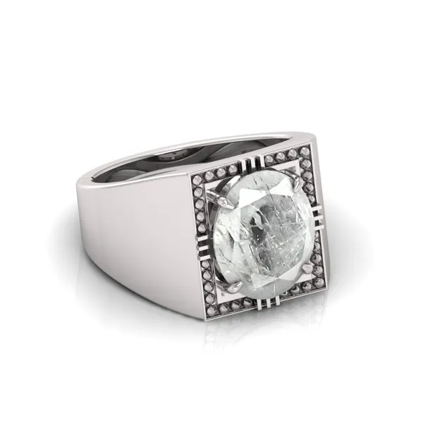 White_Pukhraj_Ashtadhatu_Ring|_White_Sapphire_Adjustable_Ring|Natural_Original_Lab_Certified_Gemstone_AA++_Quality_For_Men_&_Women_|_4.25_to13.25_Ratti